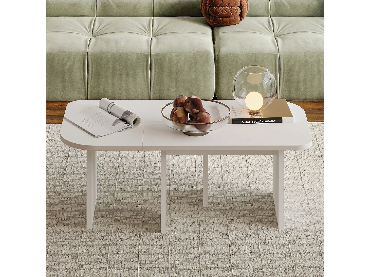 Couchtisch-Set aus Holz "Iris" - 90 x 45 x 35 cm - Weiß