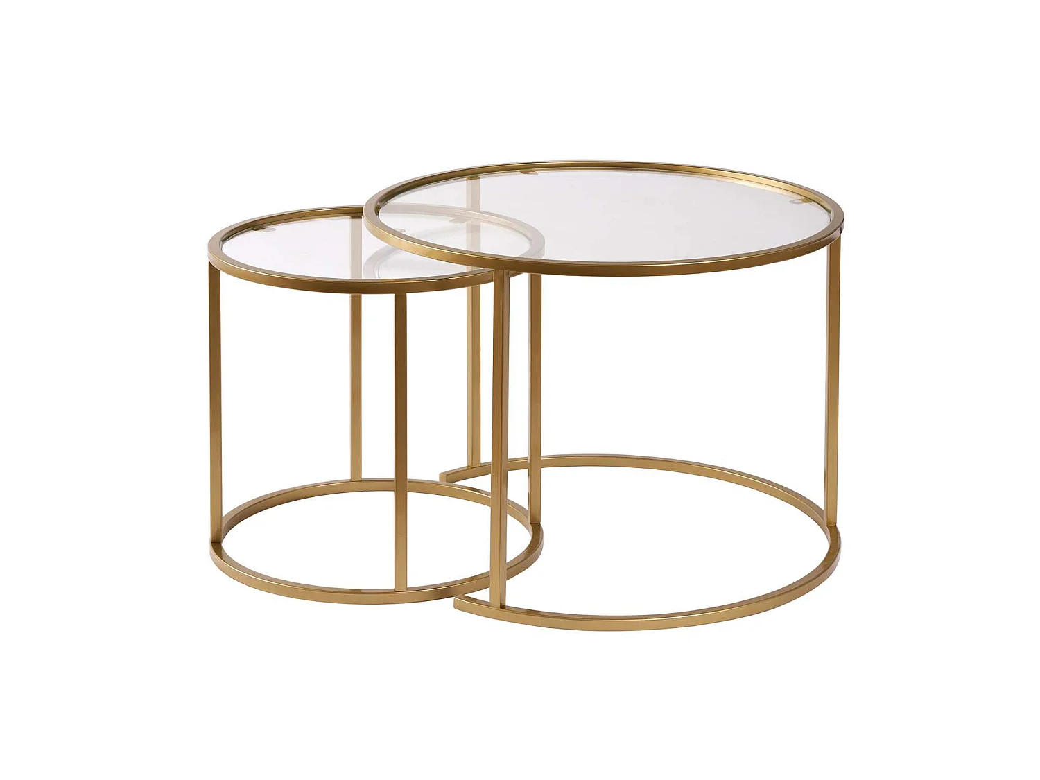 Set aus 2 Metall-Couchtischen "Aurum" - Gold Transparent - 60 x 60 x 43 cm & 42 x 42 x 39 cm