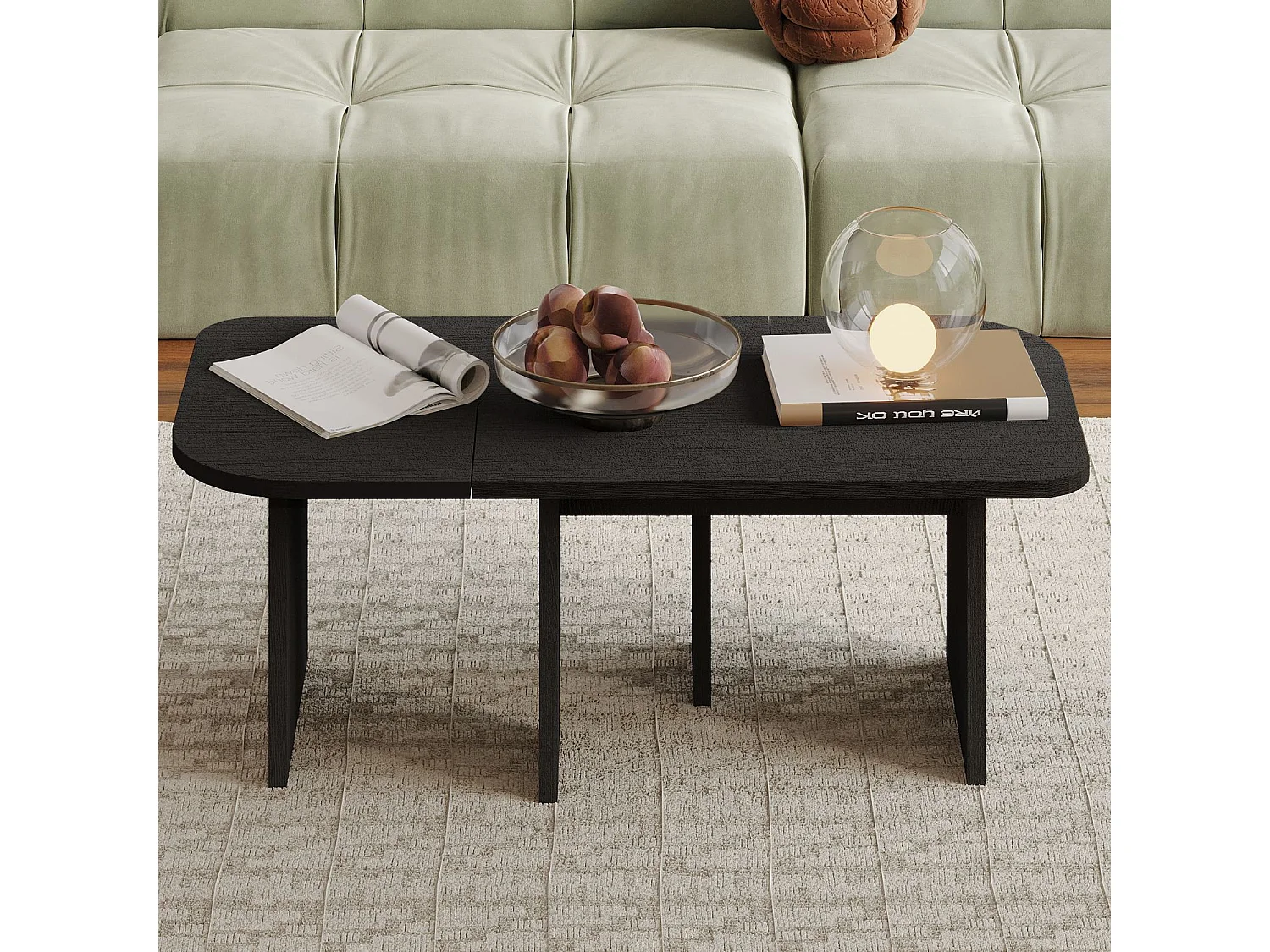 Couchtisch-Set aus Holz "Iris" - 90 x 45 x 35 cm - Schwarz