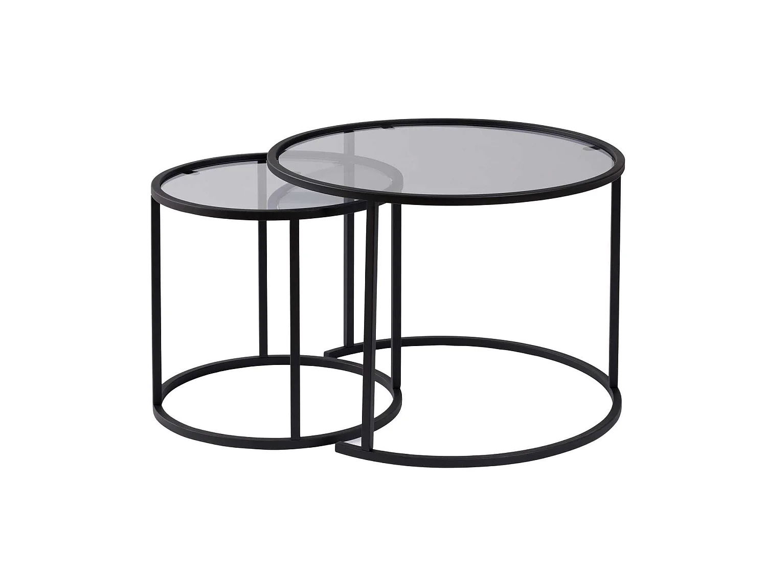 Lot de 2 tables basses en métal "Aurum" - 60 x 60 x 43 cm - Noir Gris