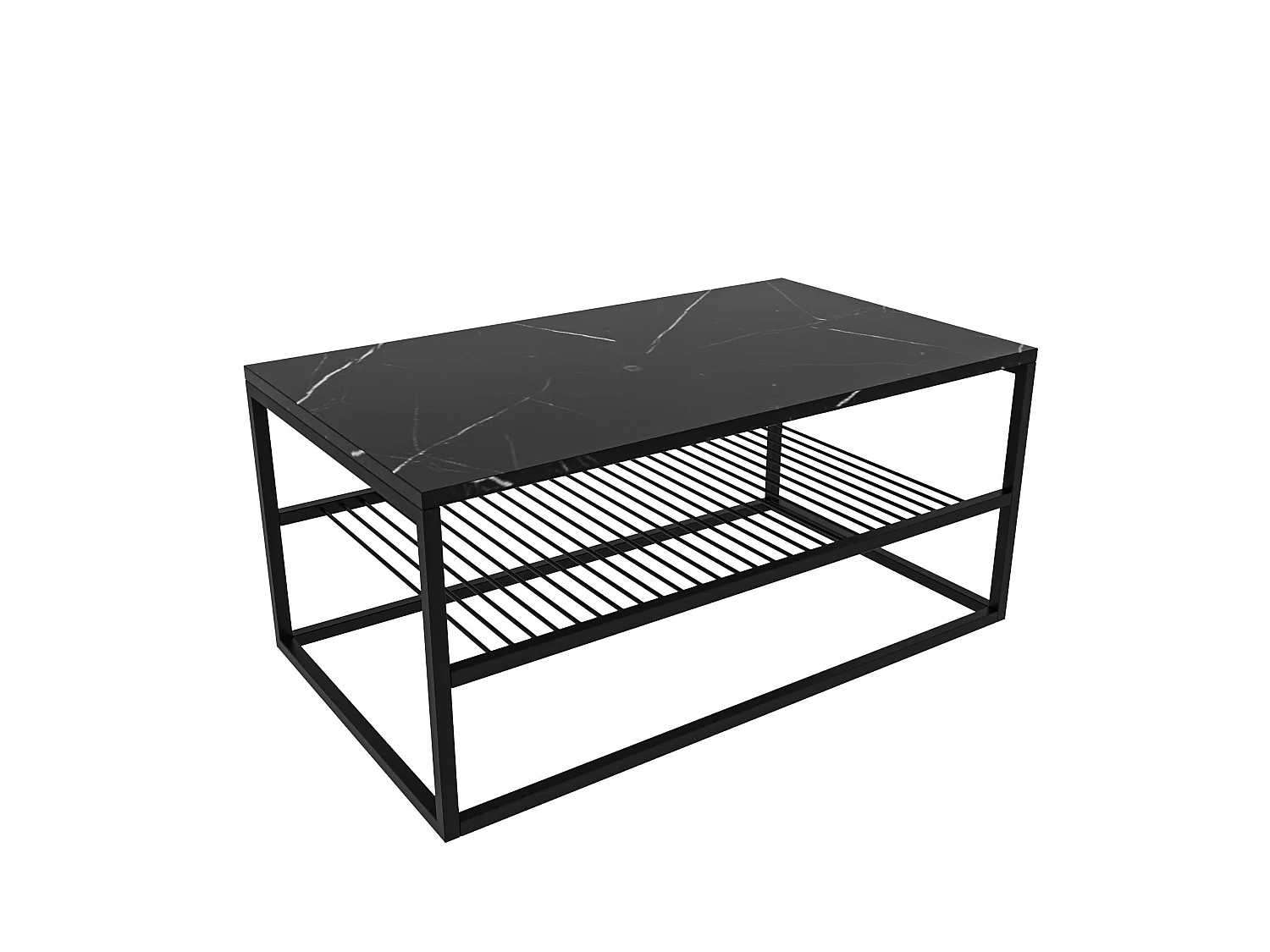 "Asude" Trä Kaffebord - Svart 95 x 55 x 42 cm - Marmoreffekt
