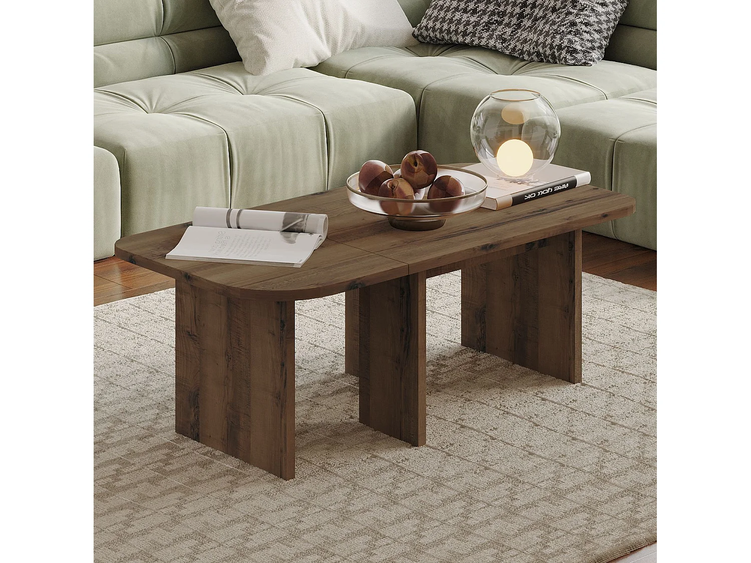 Couchtisch-Set aus Holz "Iris" - 90 x 45 x 35 cm - Braun