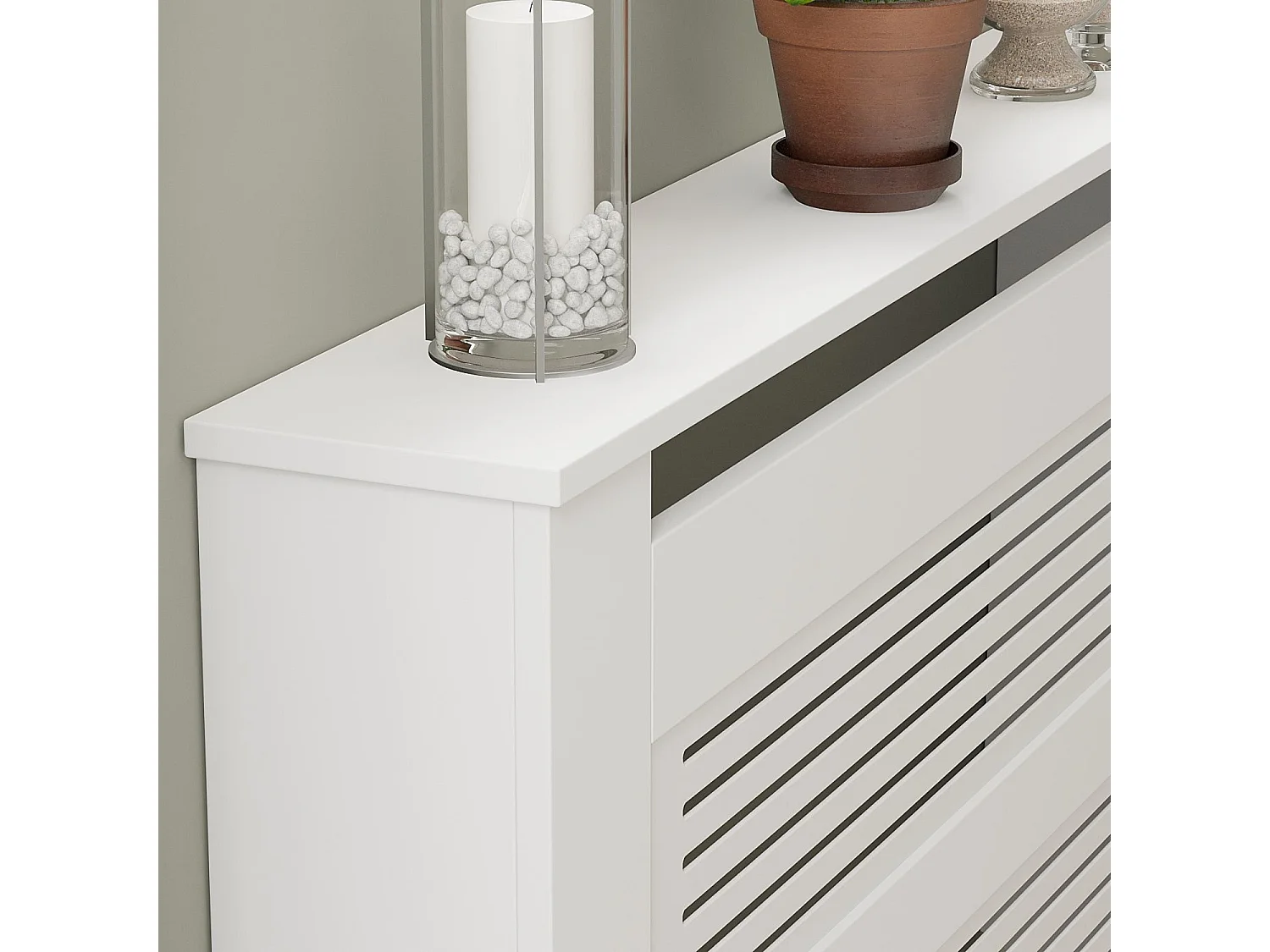Modern Vit Trä Radiatorskydd "Termora" 112 x 19 x 82 cm