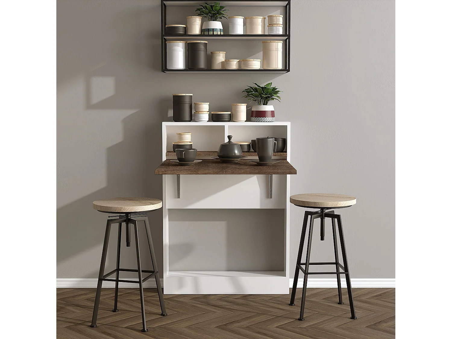 Table de repas pliable en bois "Bracked" - 70 x 15 x 96 cm - Beige