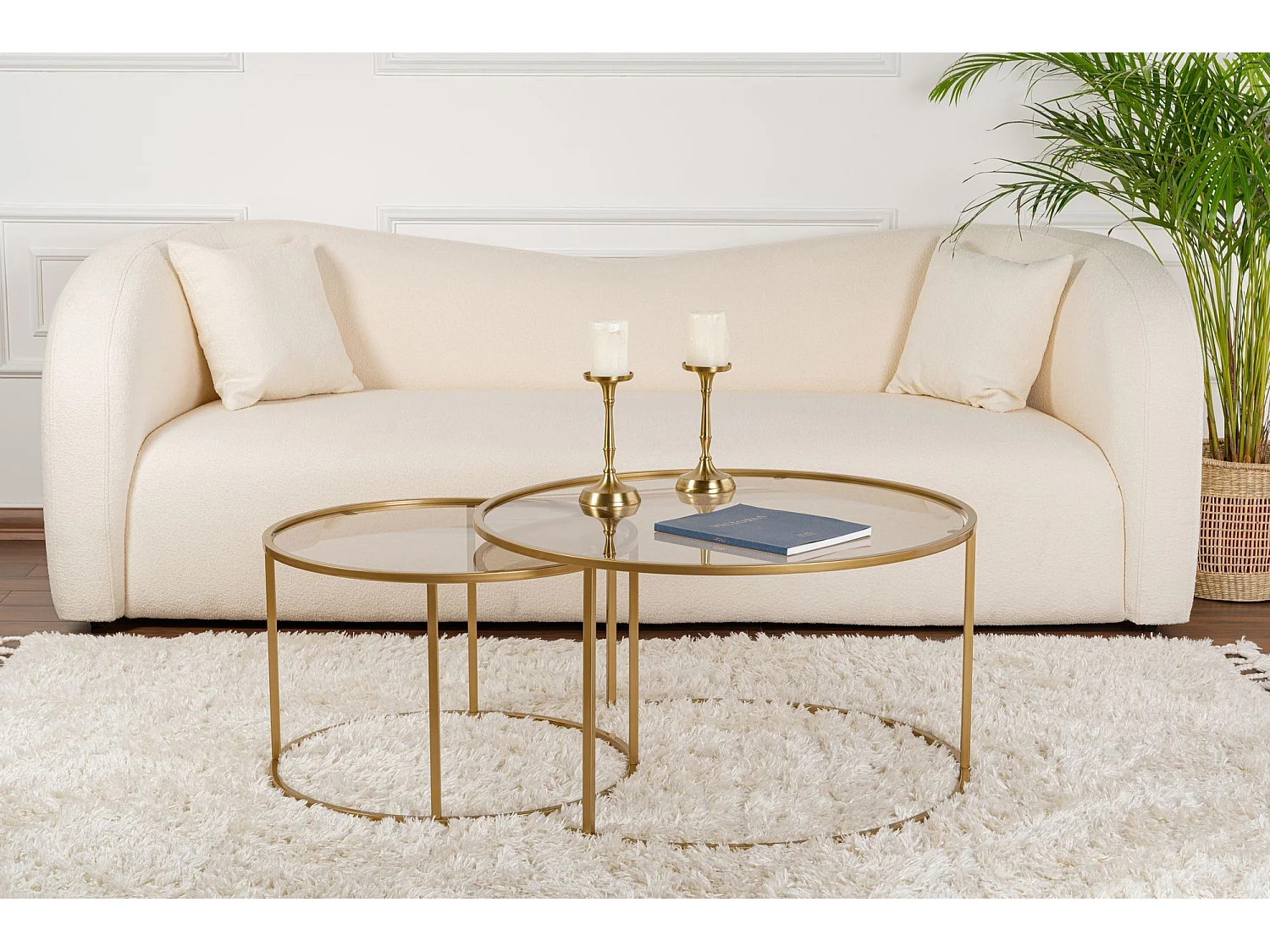 Set van 2 Metalen Salontafels "Aurum" - Goud Brons - 80 x 80 x 43 cm