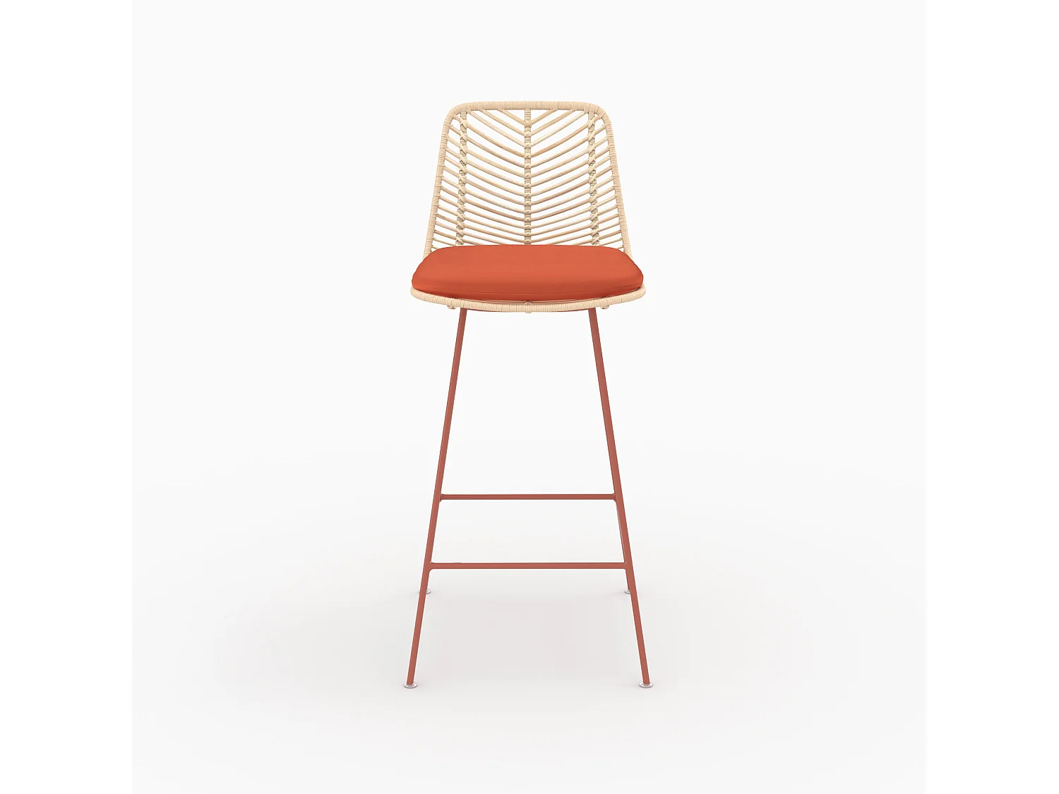 Set di 2 sedie per penisola da 66 cm in rattan e tessuto arancione - Tamara