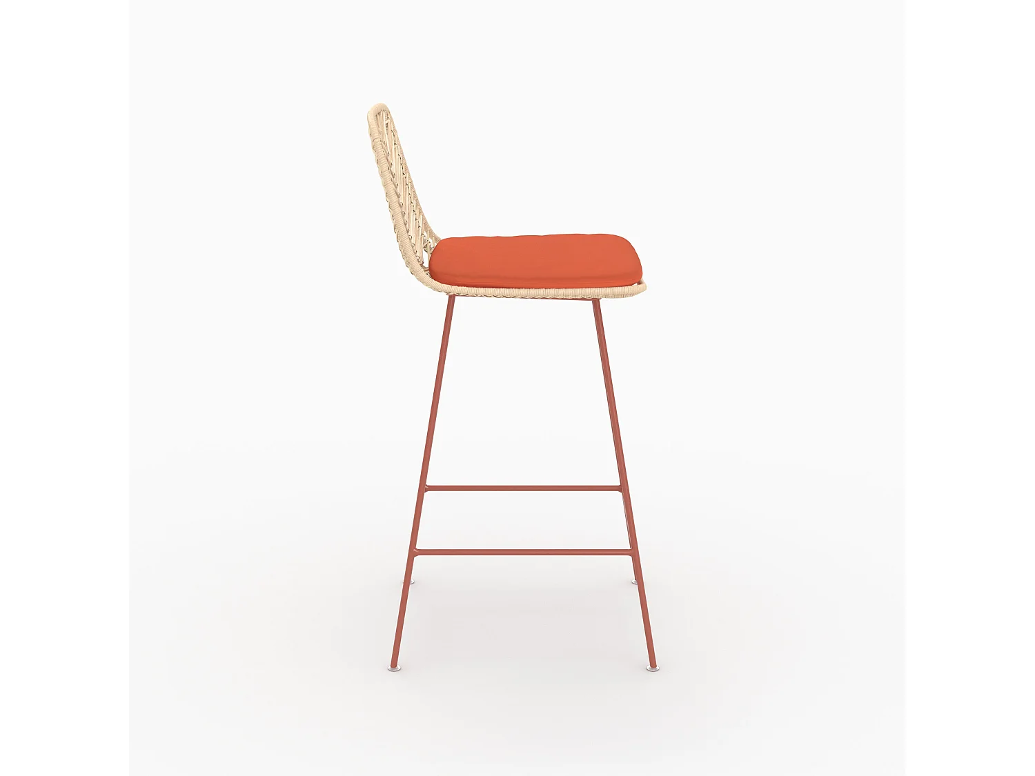 Set di 2 sedie per penisola da 66 cm in rattan e tessuto arancione - Tamara