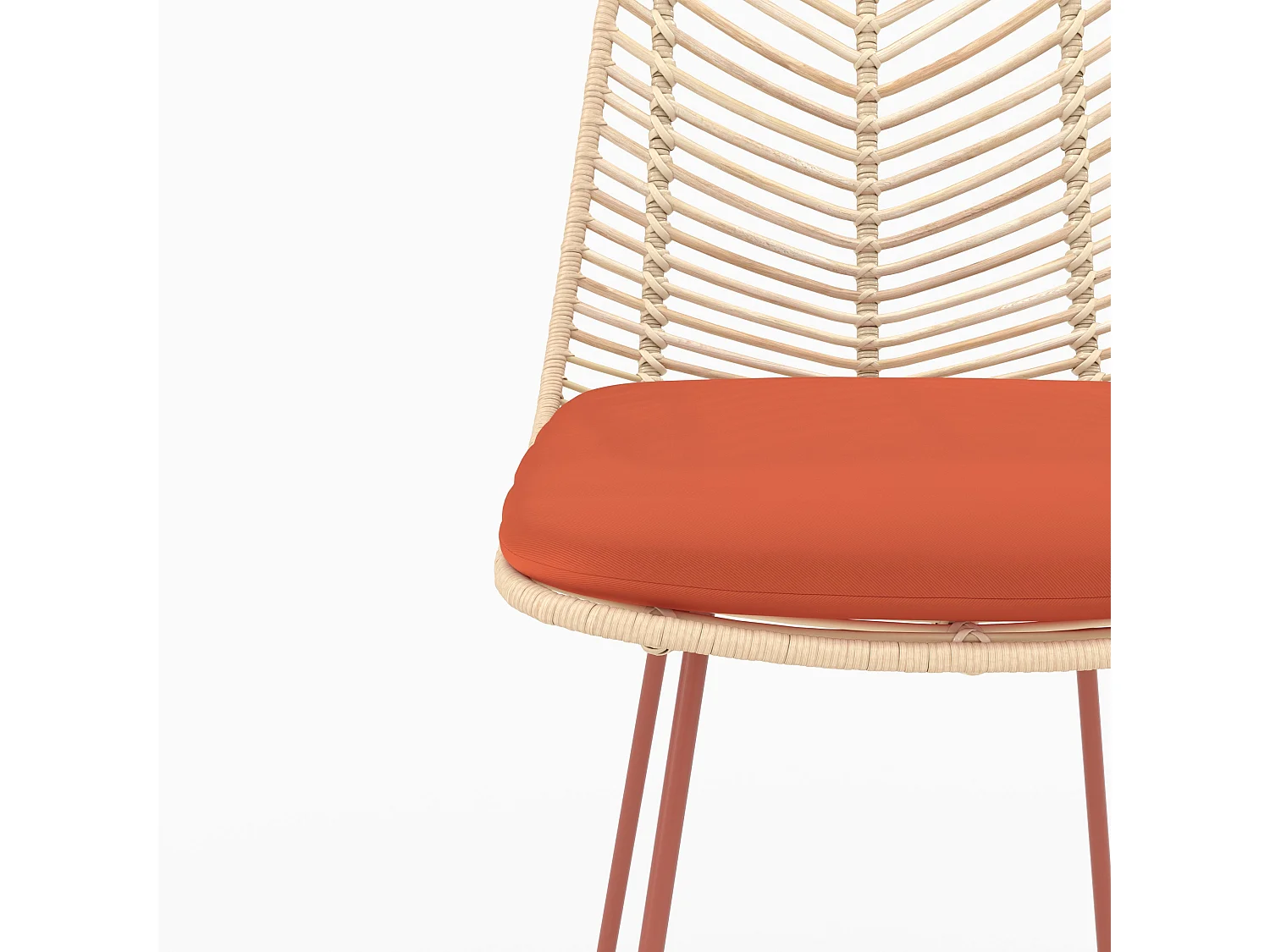 Set di 2 sedie per penisola da 66 cm in rattan e tessuto arancione - Tamara