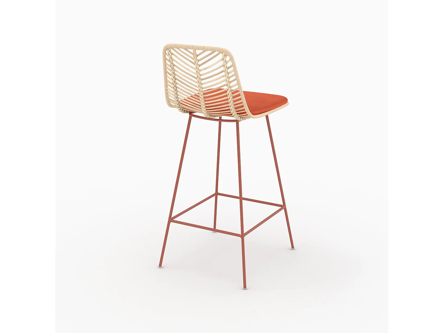 Set di 2 sedie per penisola da 66 cm in rattan e tessuto arancione - Tamara