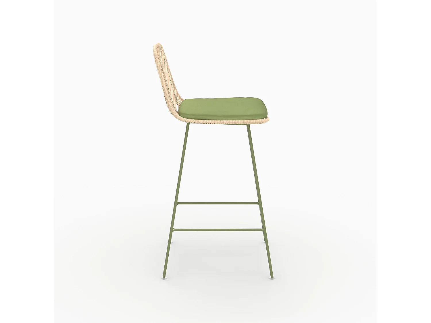 Lot de 2 chaises pour îlot central 66 cm en rotin et tissu vert - Tamara
