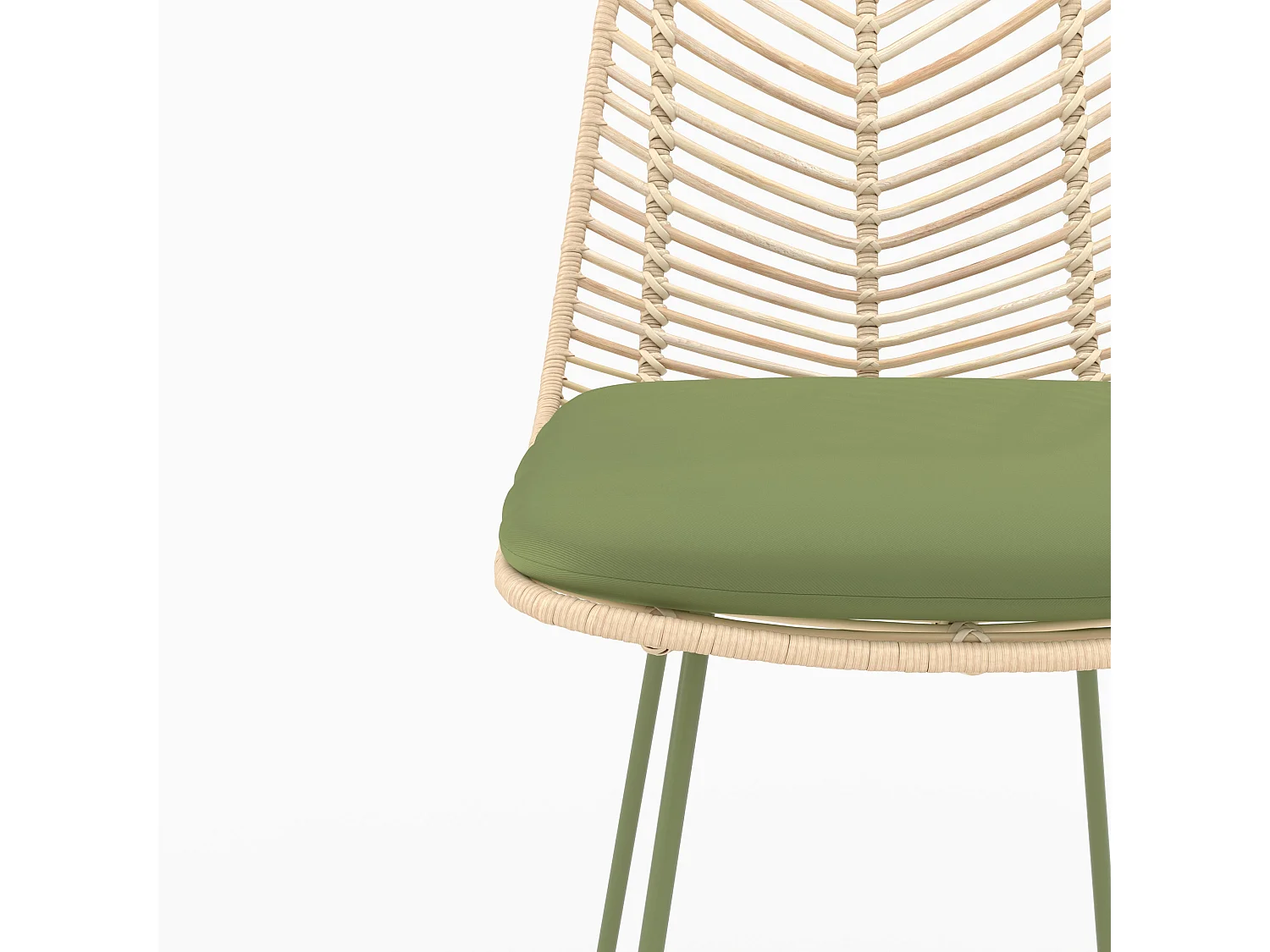 Lot de 2 chaises pour îlot central 66 cm en rotin et tissu vert - Tamara