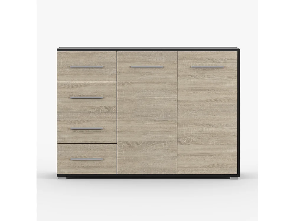 Set aus Kleiderschrank und Kommode Neomi 04 Frida 01, Schwarz