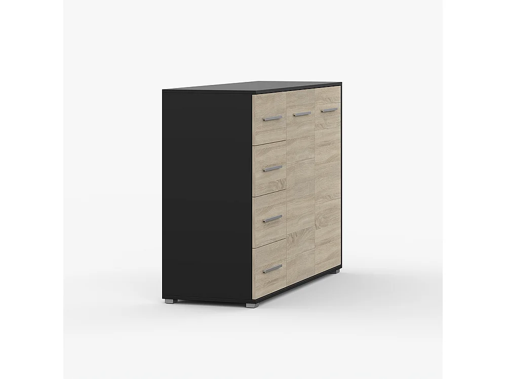 Set aus Kleiderschrank und Kommode Neomi 04 Frida 01, Schwarz