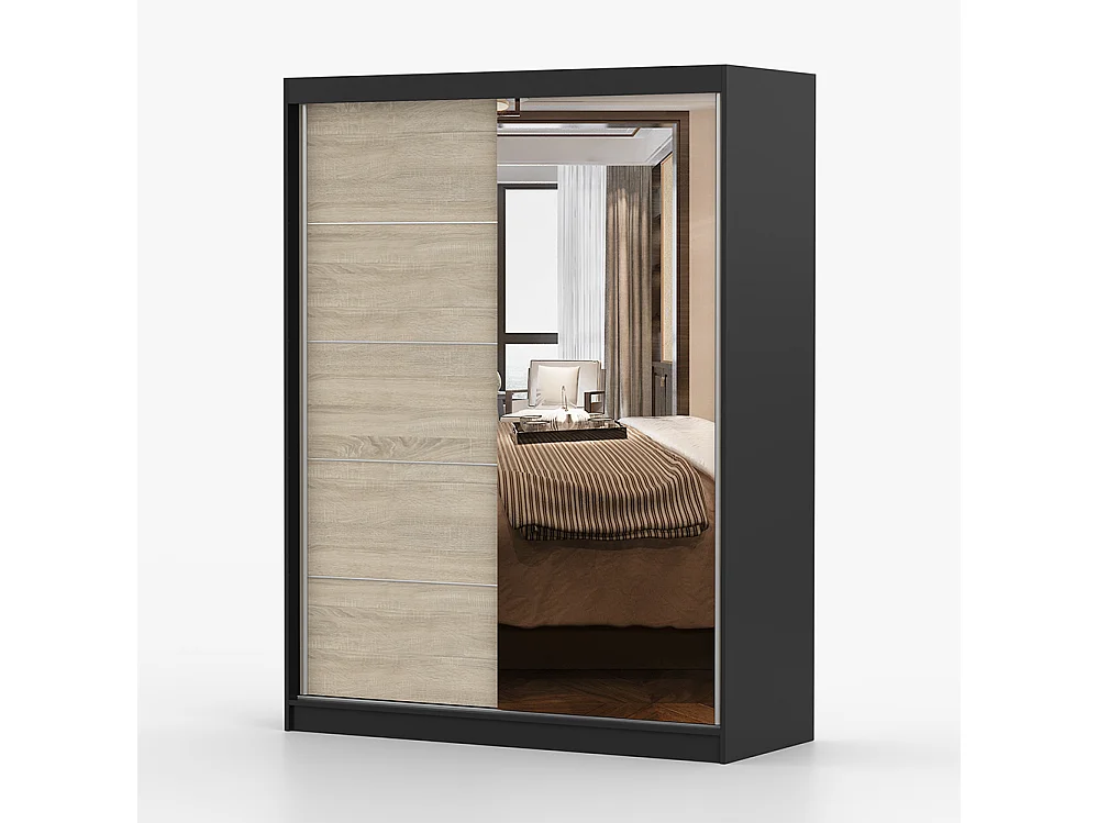 Vista 05 Frida 01 Kleiderschrank- und Kommode-Set, Schwarz