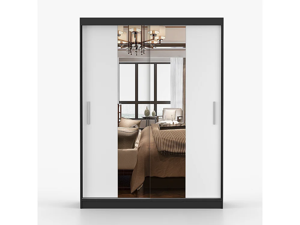 Kombination aus Kleiderschrank und Kommode Vista 01 Frida 01, Schwarz