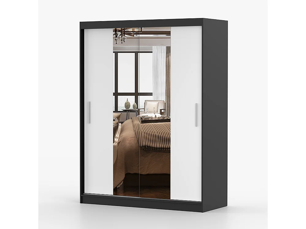 Kombination aus Kleiderschrank und Kommode Vista 01 Frida 01, Schwarz