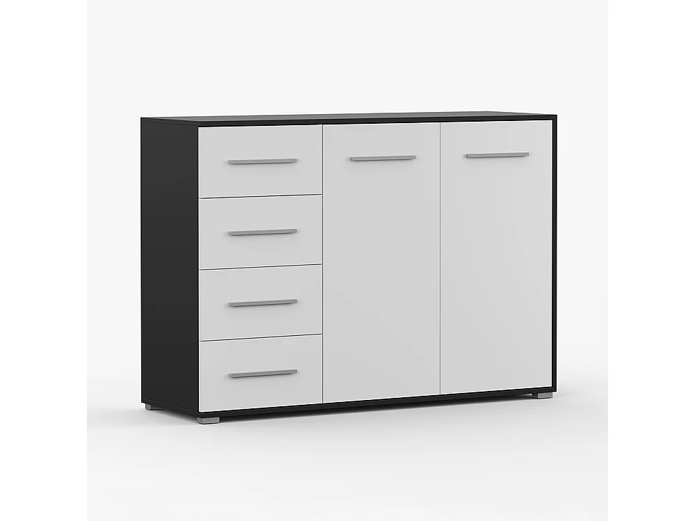 Set aus Kleiderschrank und Kommode Neomi 04 Frida 01, Schwarz