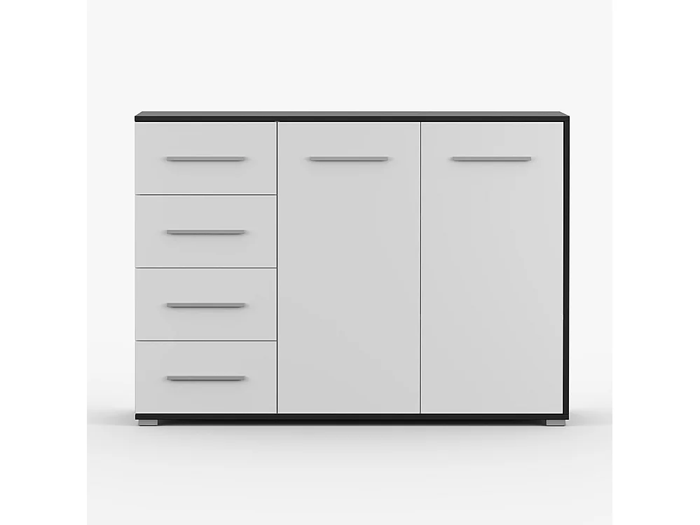 Set aus Kleiderschrank und Kommode Neomi 04 Frida 01, Schwarz