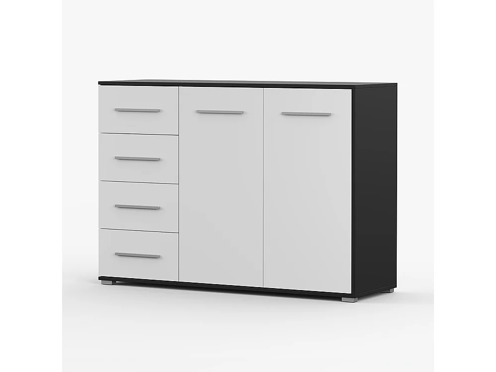 Set aus Kleiderschrank und Kommode Neomi 04 Frida 01, Schwarz