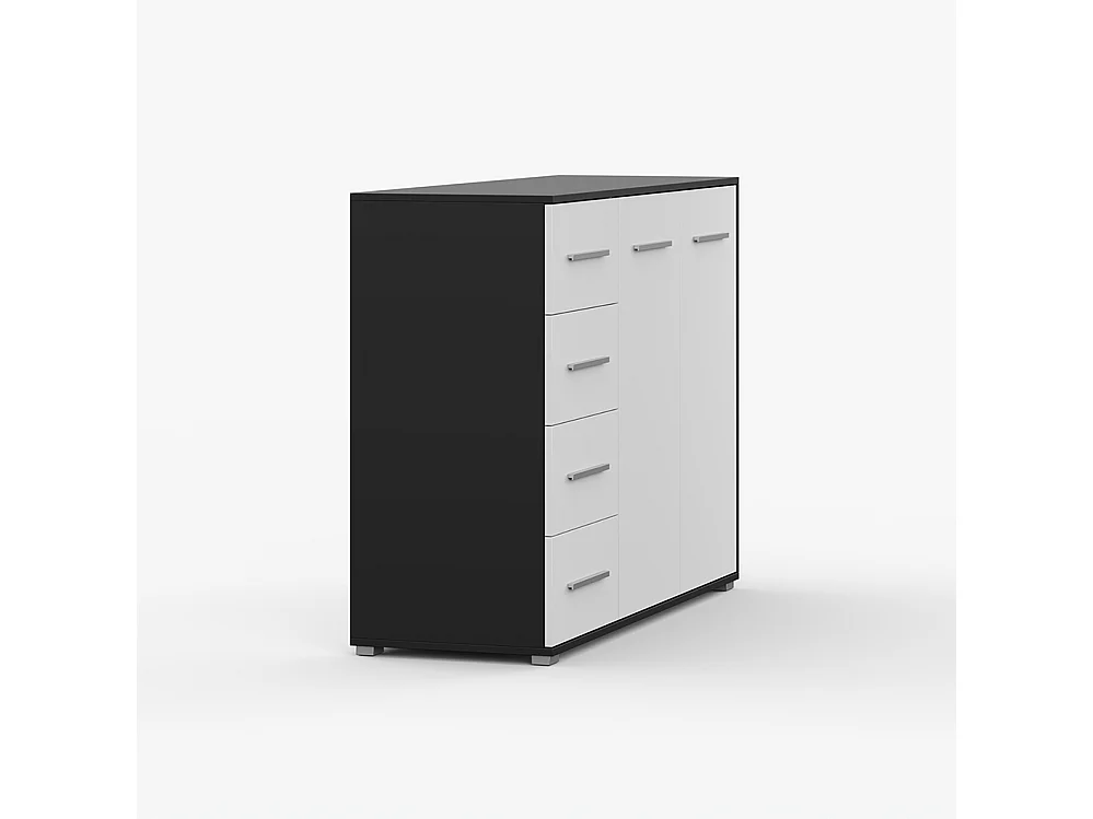 Set aus Kleiderschrank und Kommode Neomi 04 Frida 01, Schwarz