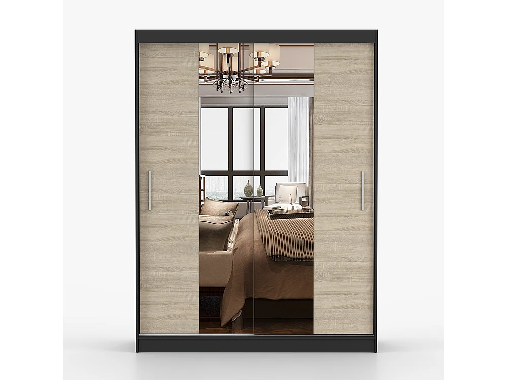 Kombination aus Kleiderschrank und Kommode Vista 01 Frida 01, Schwarz