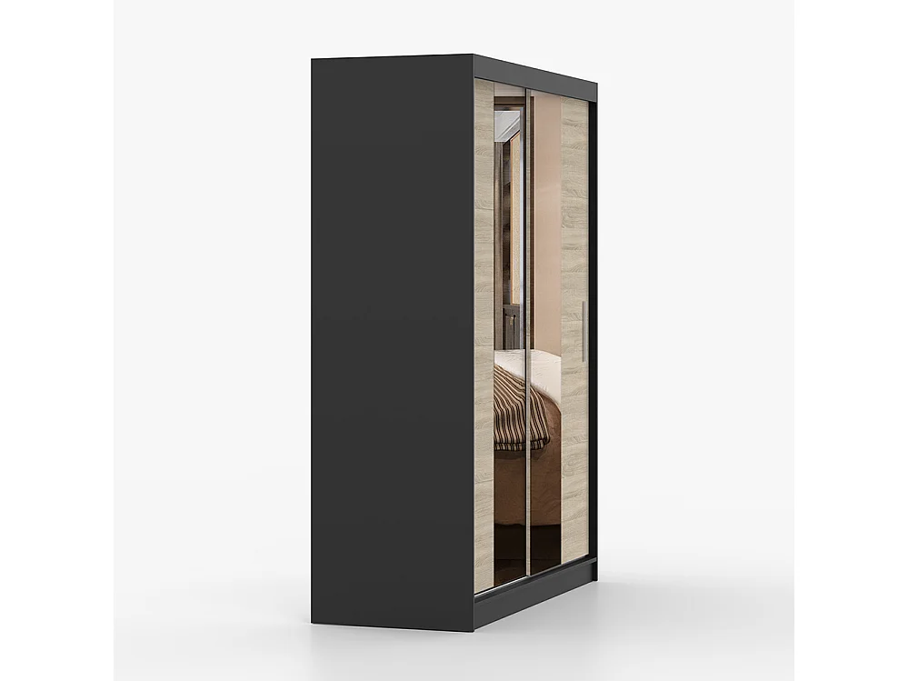 Kombination aus Kleiderschrank und Kommode Vista 01 Frida 01, Schwarz