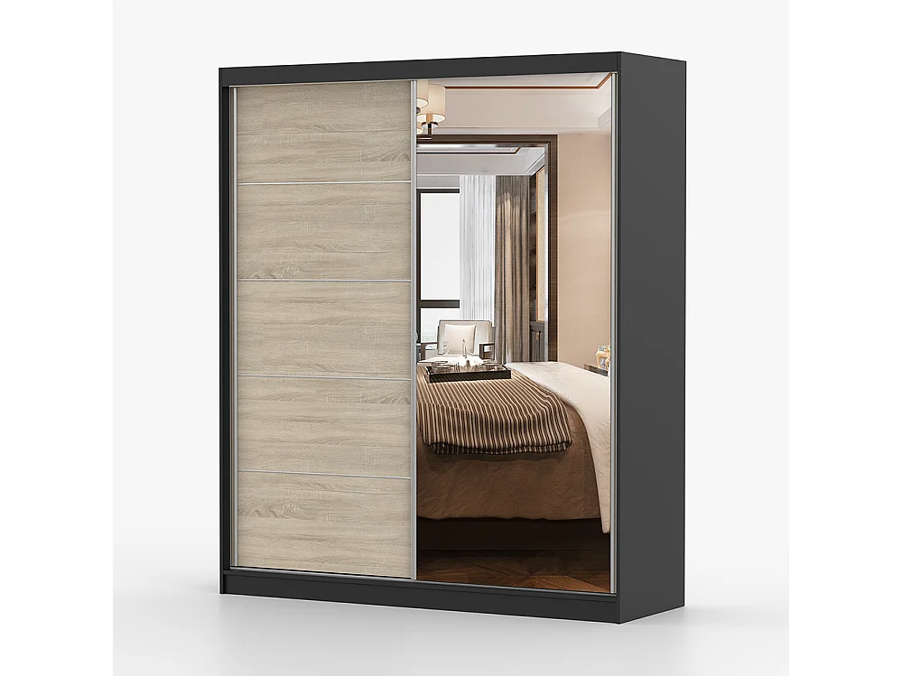 Bella 03 Frida 01 Kleiderschrank- und Kommode-Set, Schwarz