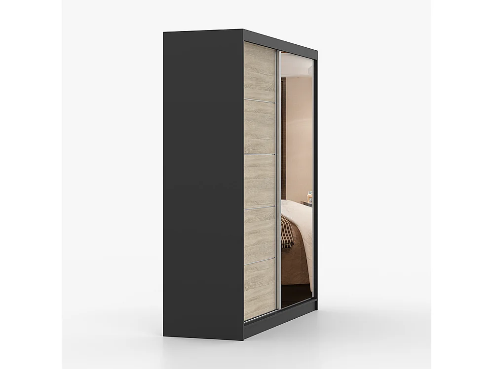 Bella 03 Frida 01 Kleiderschrank- und Kommode-Set, Schwarz