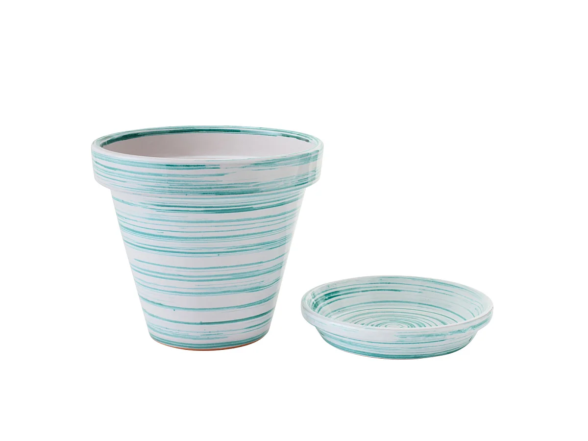 Cache-Pot Avec Soucoupe "Julio" 35cm Vert Menthe
