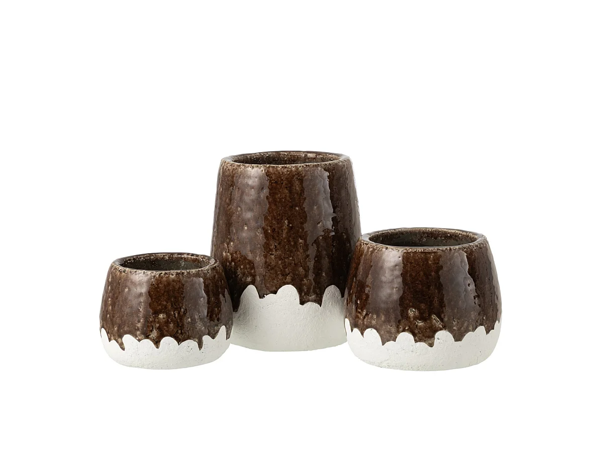 Cache-Pot Bicolore en Argile "Budd" 23cm Marron
