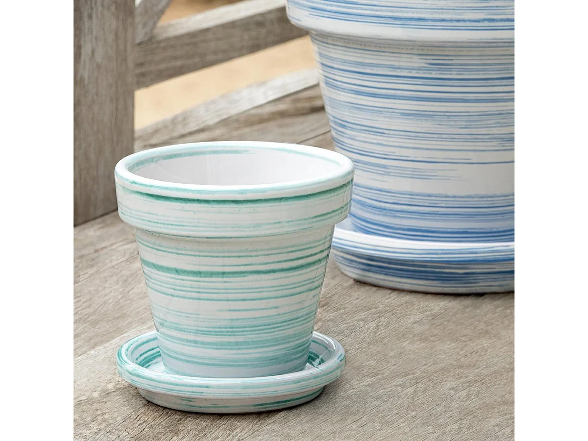 Cache-Pot Avec Soucoupe "Julio" 21cm Vert Menthe