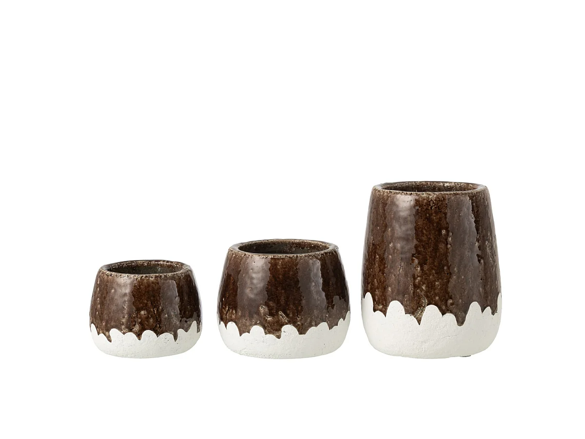 Cache-Pot Bicolore en Argile "Budd" 19cm Marron
