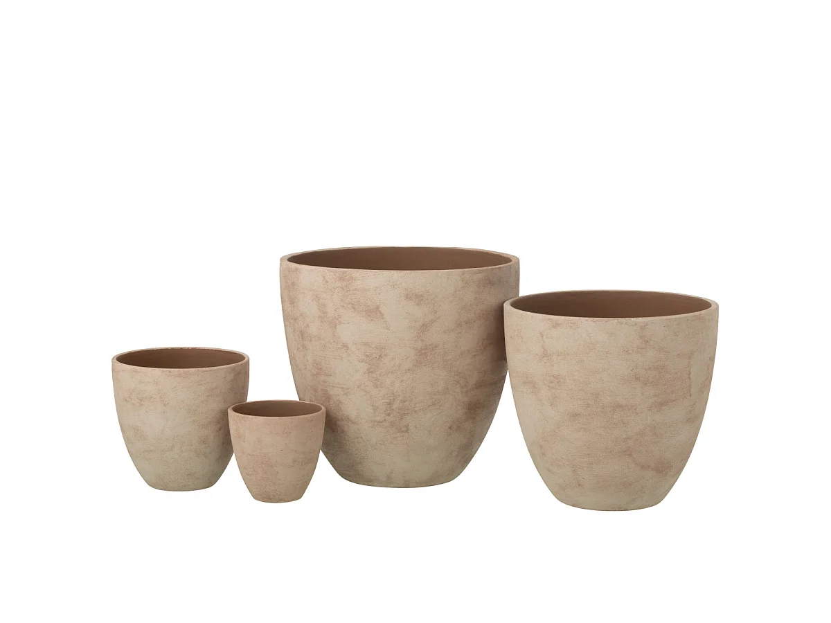 Cache-Pot Rond en Céramique "Terra" 30cm Beige
