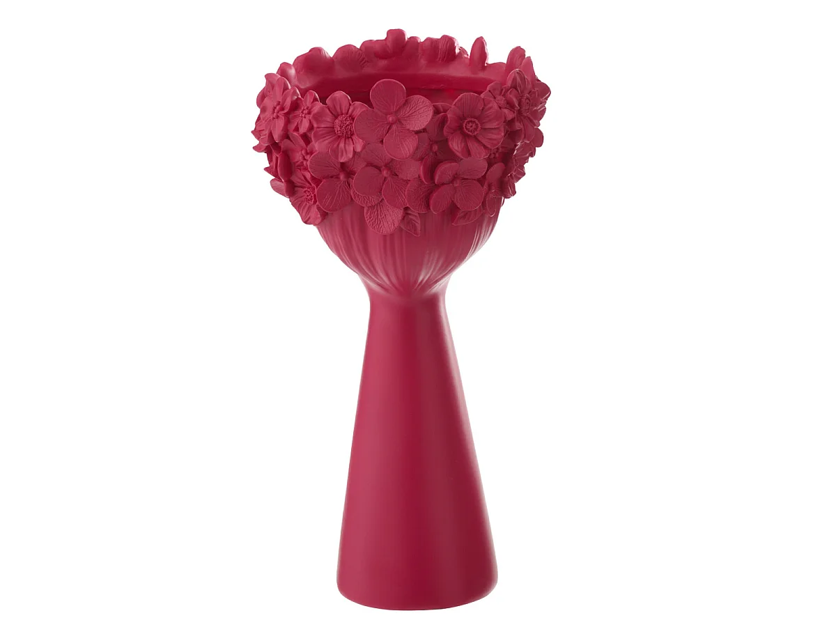 Cache-Pot Tête Fleurie "Flore" 40cm Fuchsia