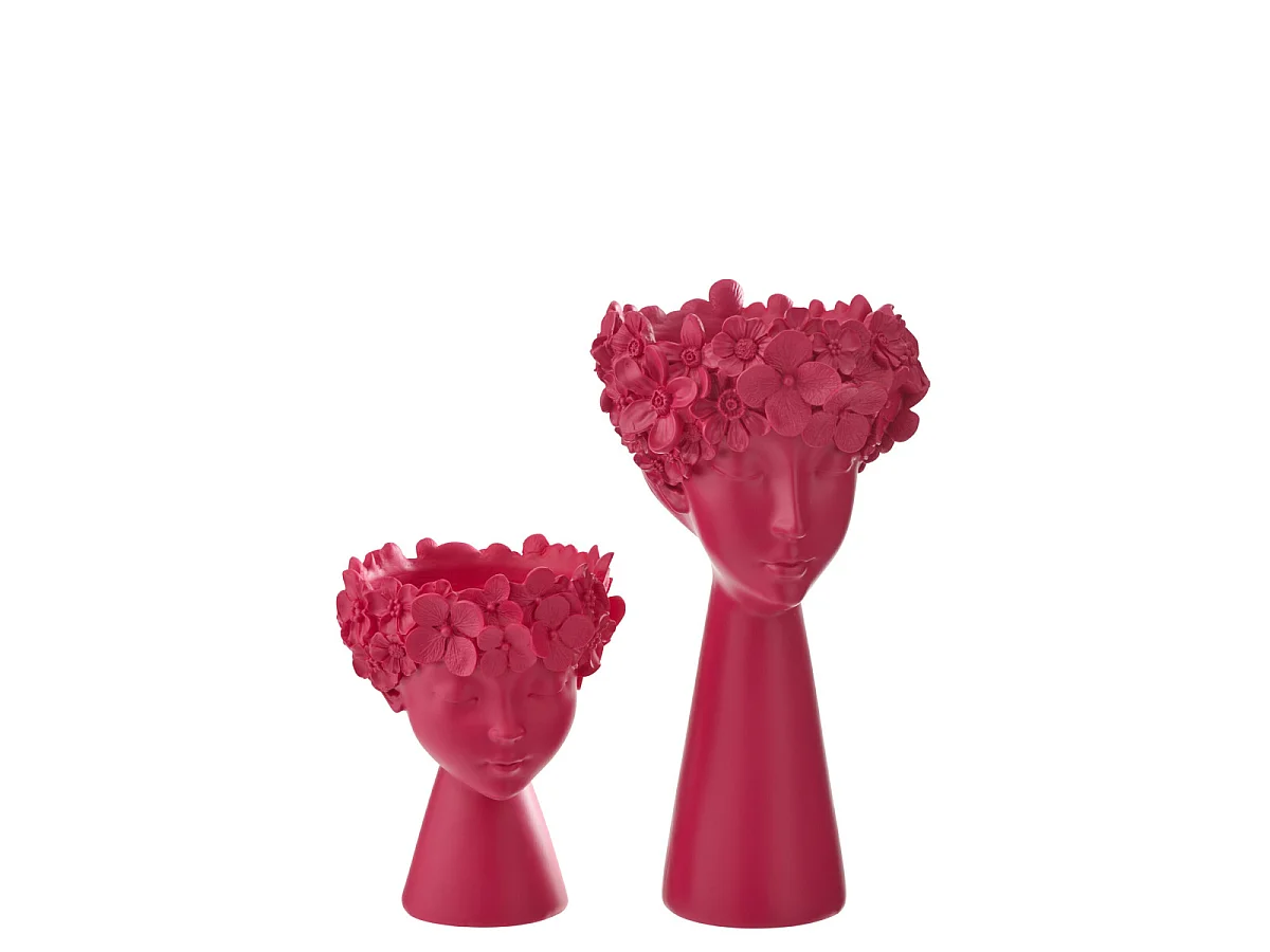 Cache-Pot Tête Fleurie "Flore" 40cm Fuchsia