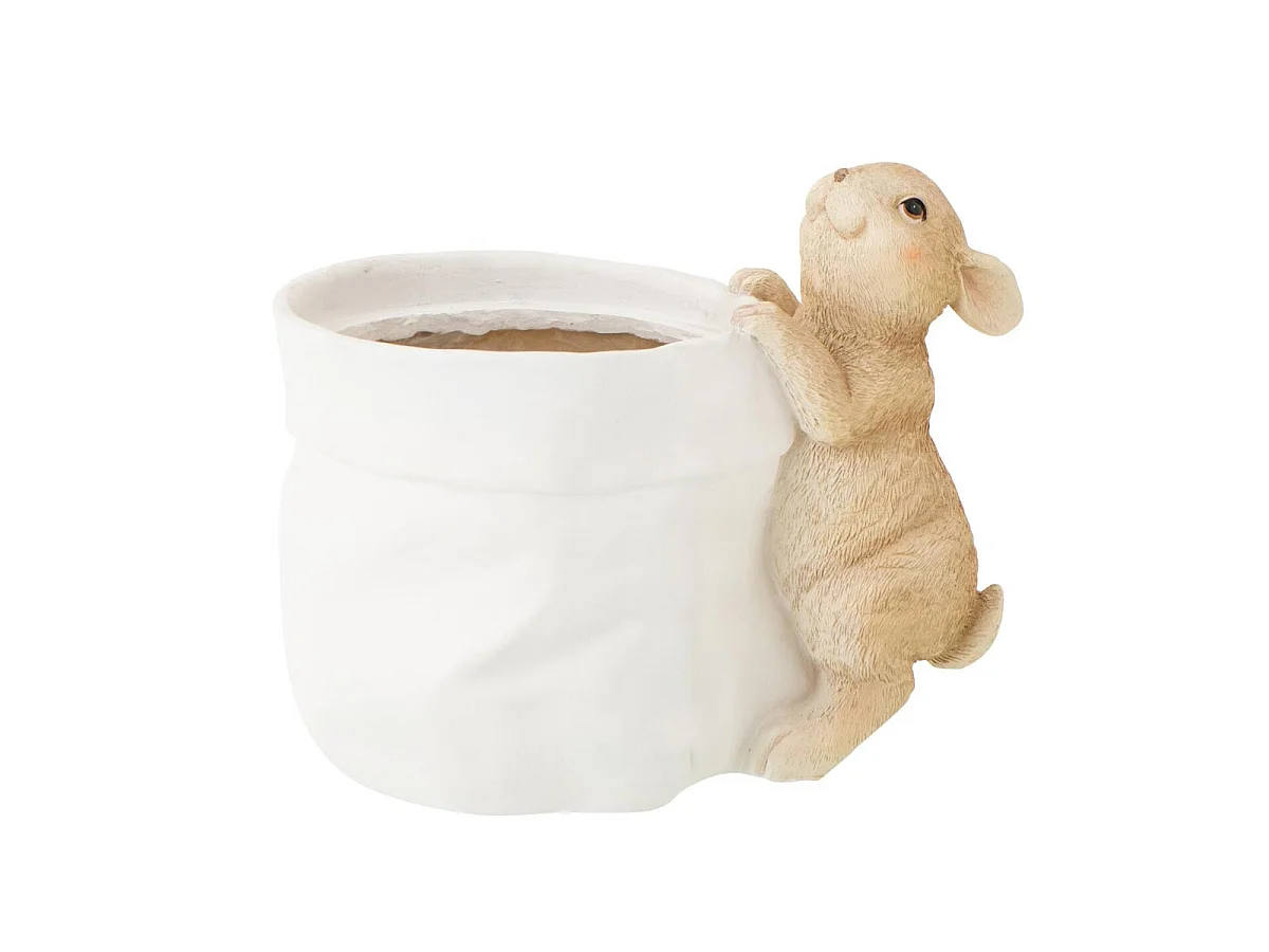 Cache-Pot Lapin en Résine "Bunny" 23cm Blanc