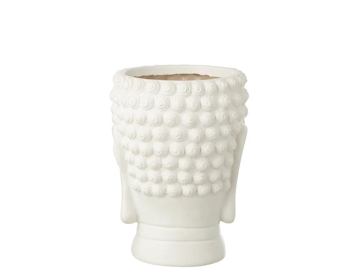 Cache-Pot Tête de Bouddha "Bodhi" 33cm Blanc