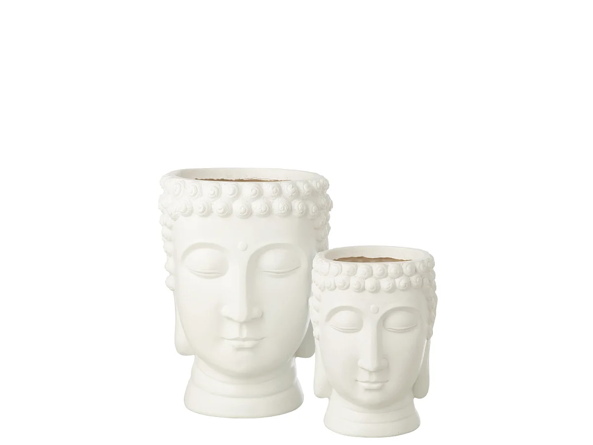 Cache-Pot Tête de Bouddha "Bodhi" 33cm Blanc
