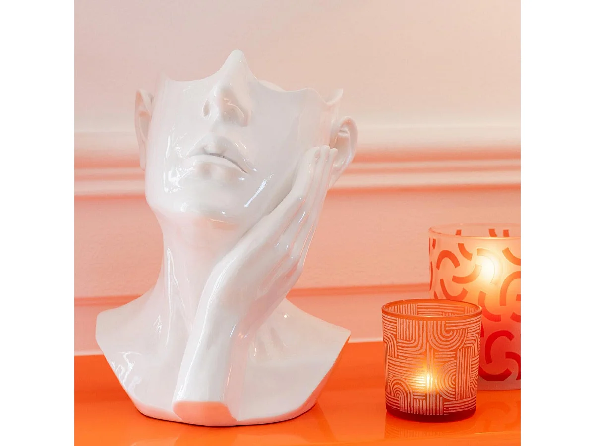 Cache-Pot Buste de Femme "Muse" 27cm Blanc