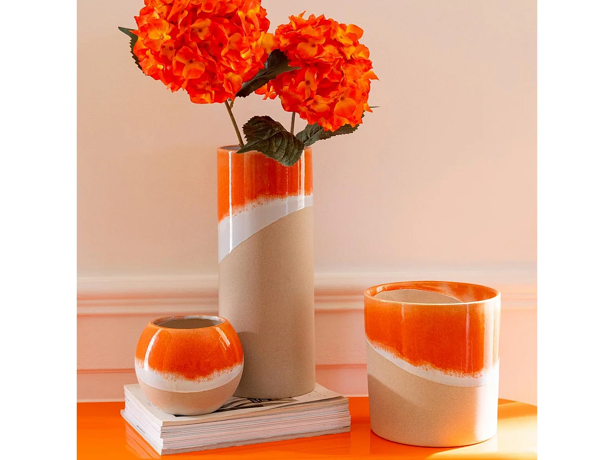 Cache-Pot Cylindrique en Argile "Tory" 21cm Orange