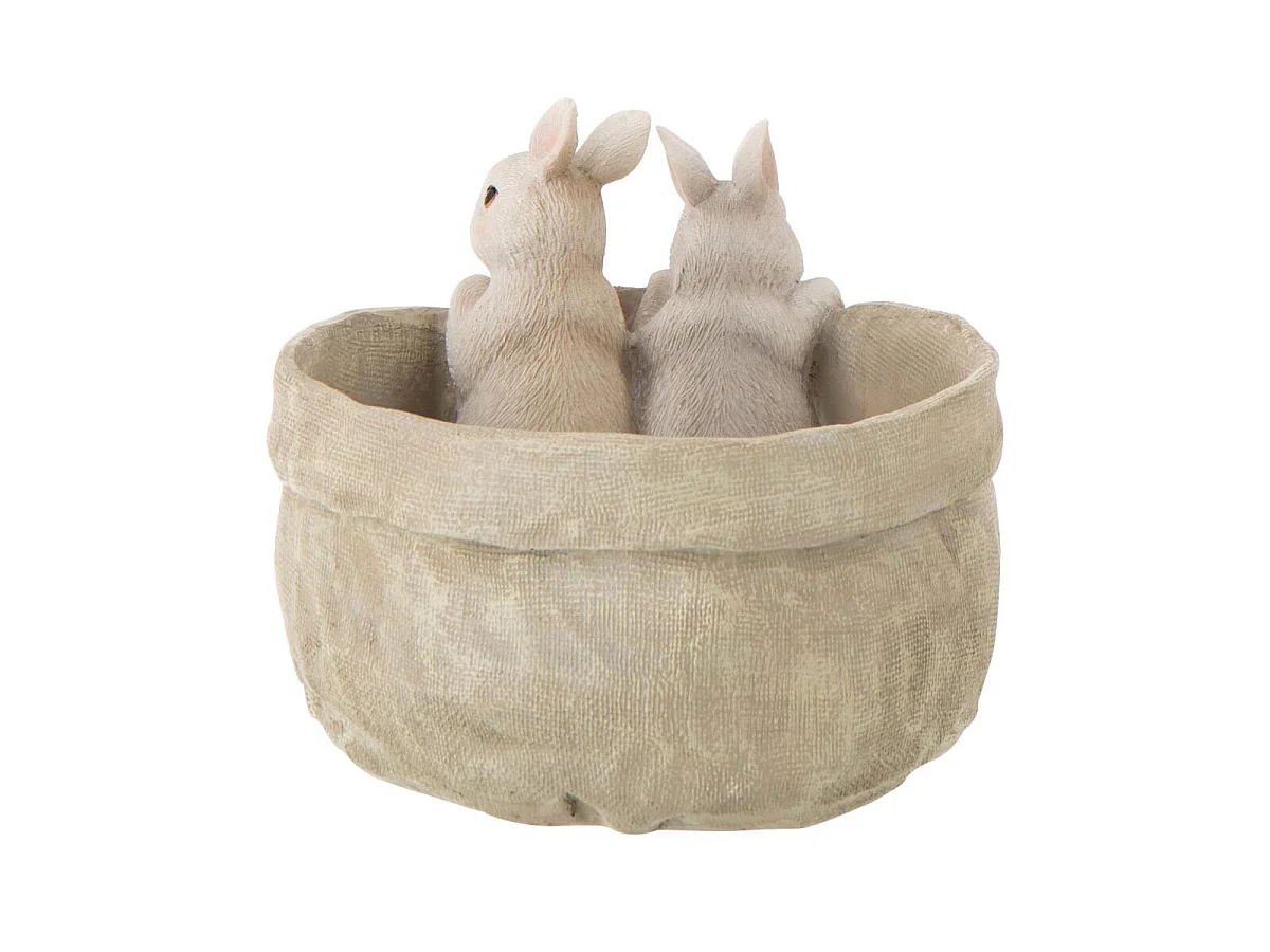 Cache-Pot Lapins en Résine "Bunny" 19cm Beige