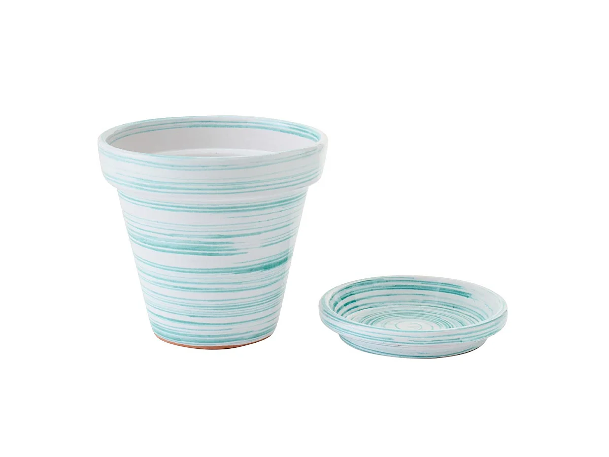 Cache-Pot Avec Soucoupe "Julio" 27cm Vert Menthe