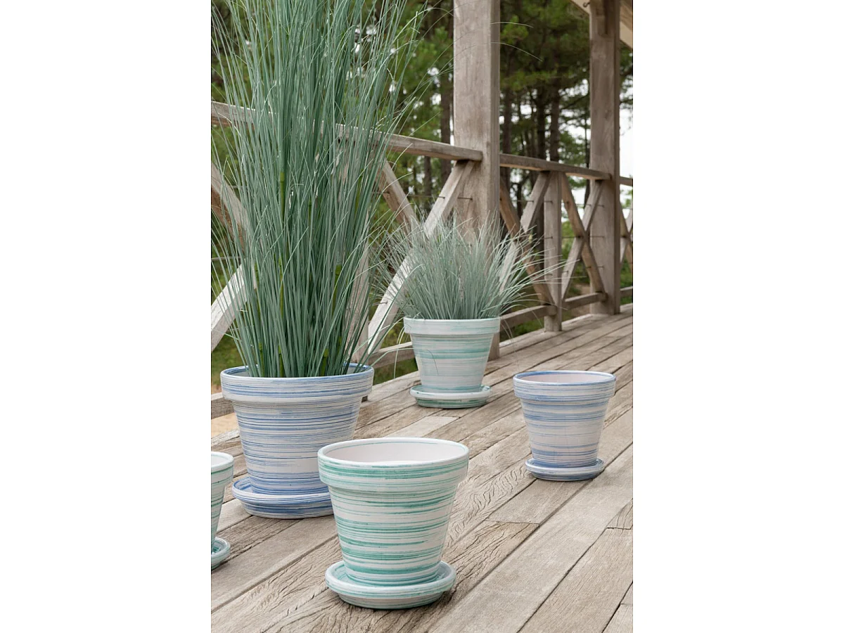 Cache-Pot Avec Soucoupe "Julio" 27cm Vert Menthe