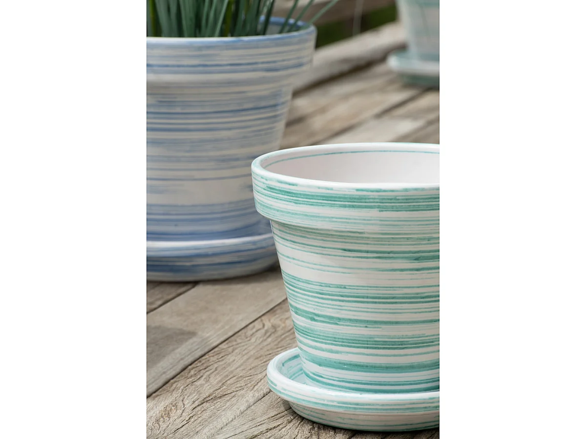 Cache-Pot Avec Soucoupe "Julio" 27cm Vert Menthe