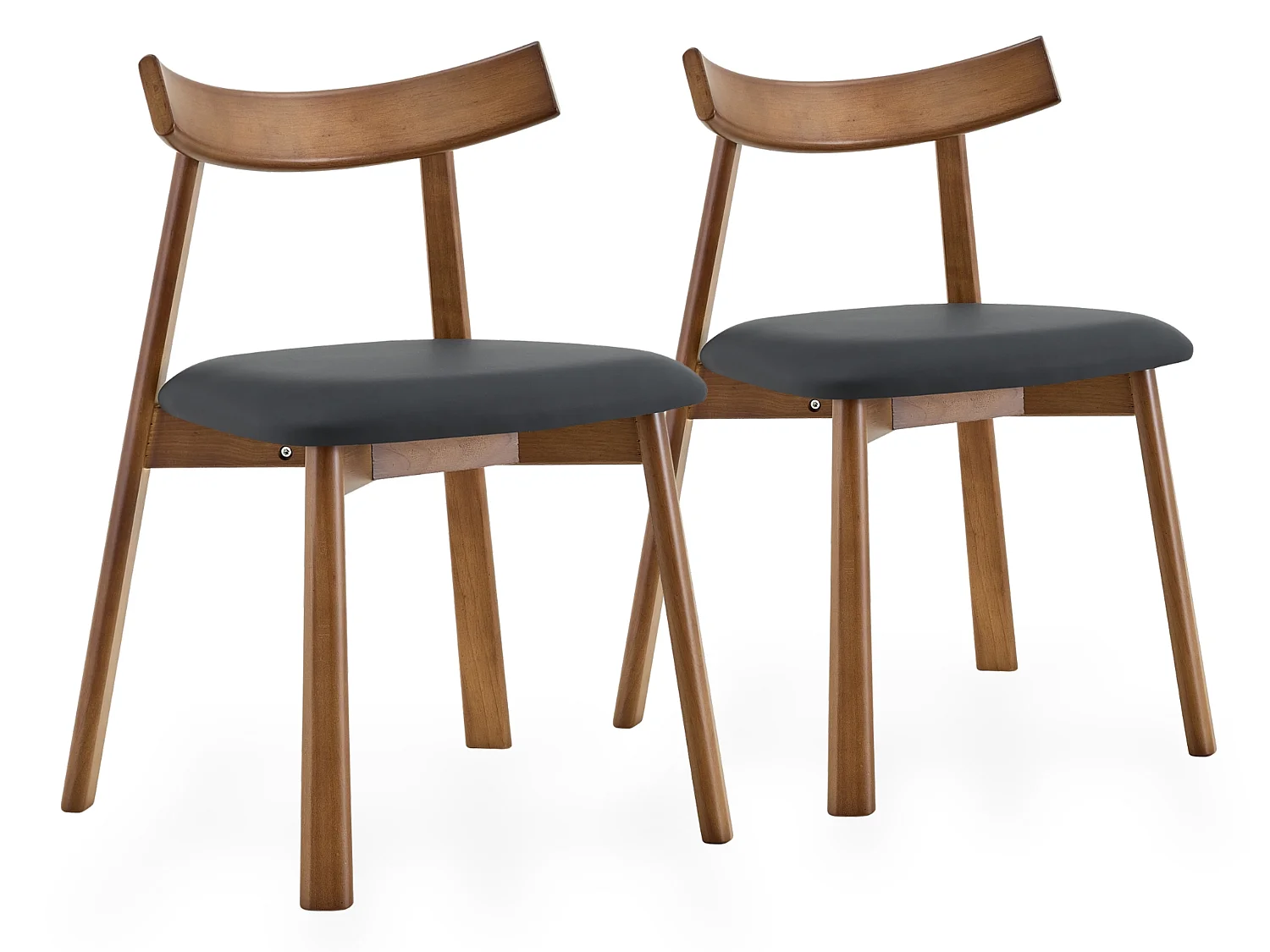 Scandinavische Eetkamerstoelen 2-delige set met Gebogen Houten Rugleuning