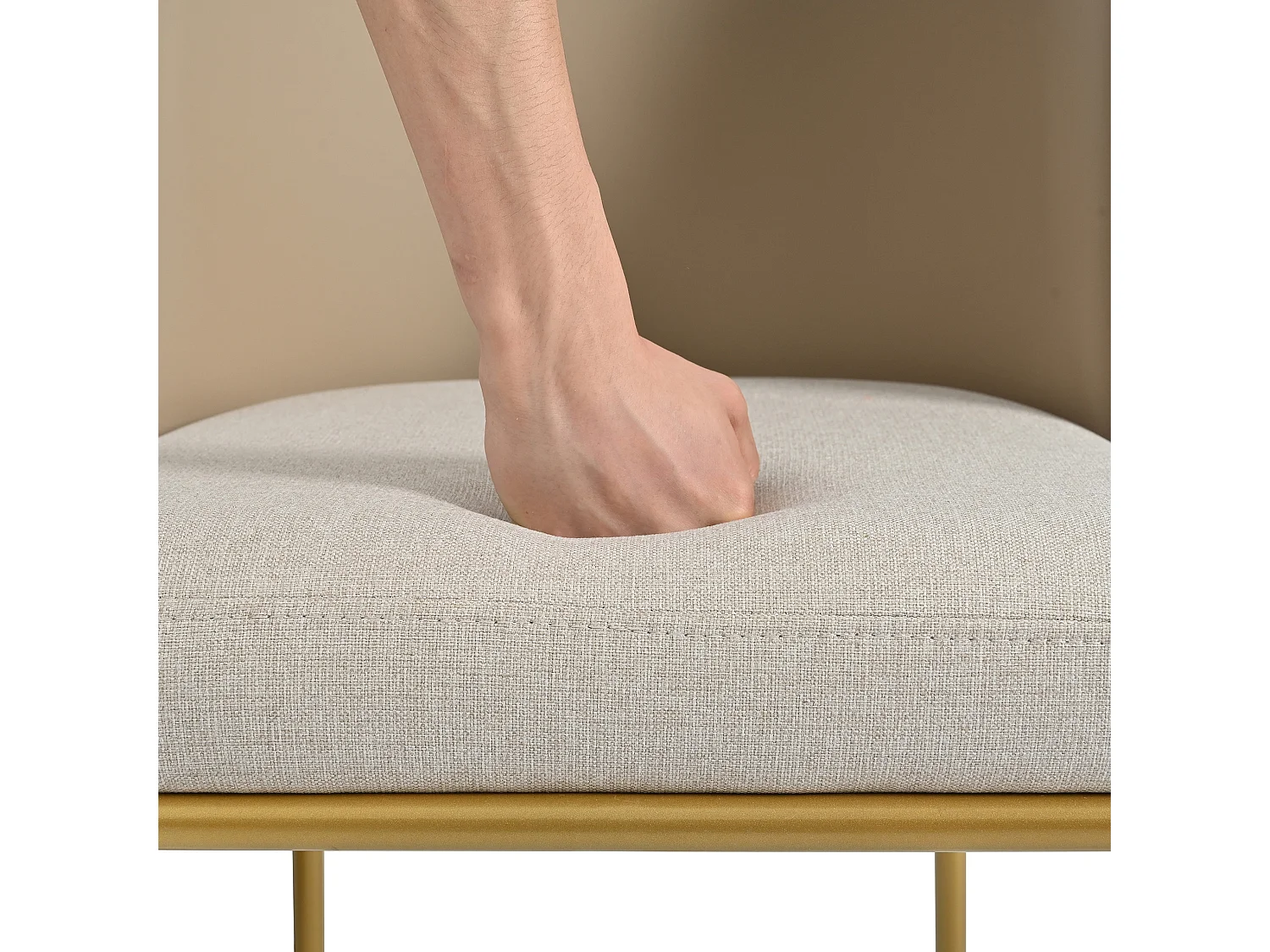 Ensemble de 2 Chaises de Salle à Manger Modernes en Tissu et Similicuir Cadre en Métal Doré