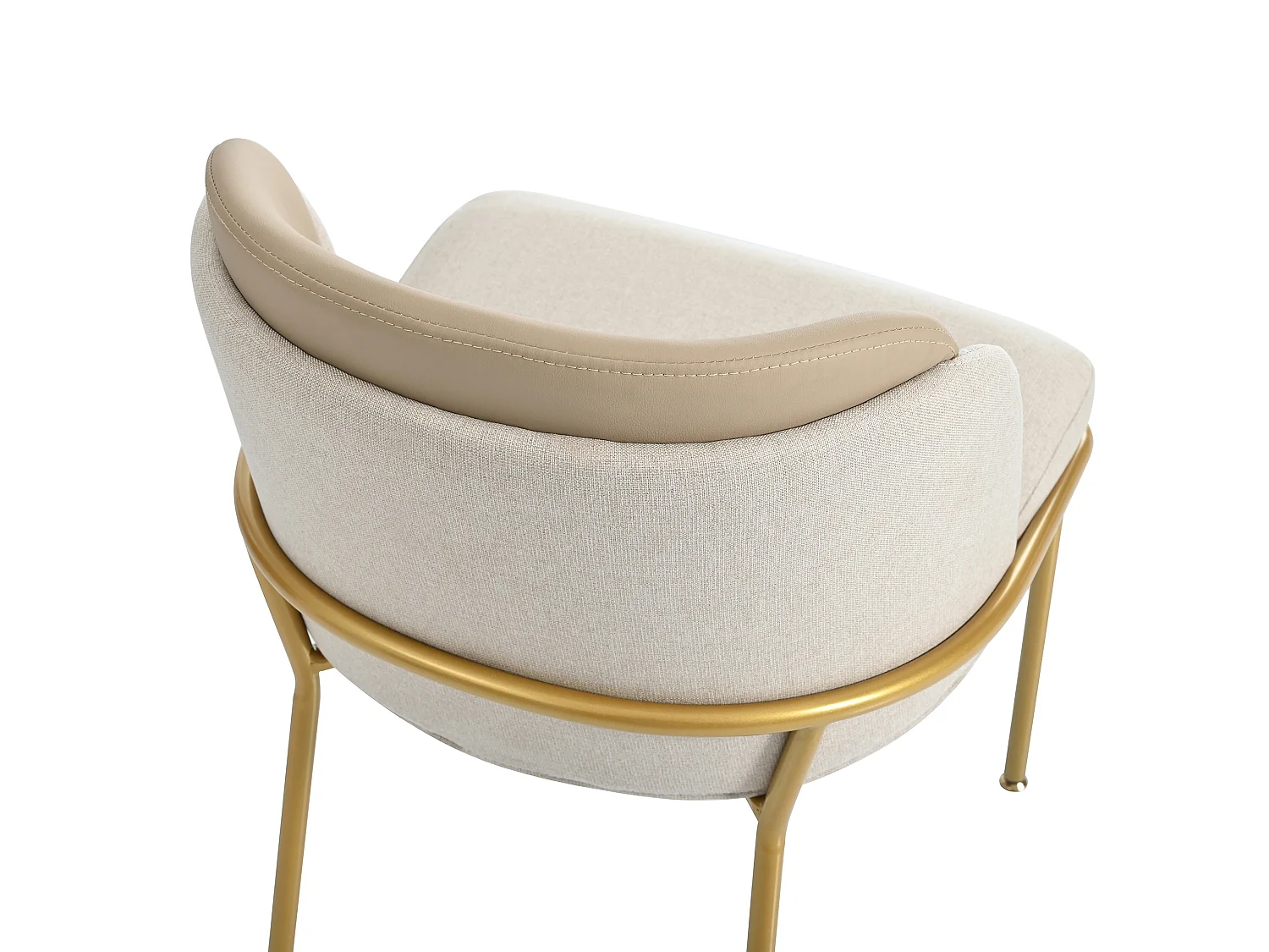 Ensemble de 2 Chaises de Salle à Manger Modernes en Tissu et Similicuir Cadre en Métal Doré