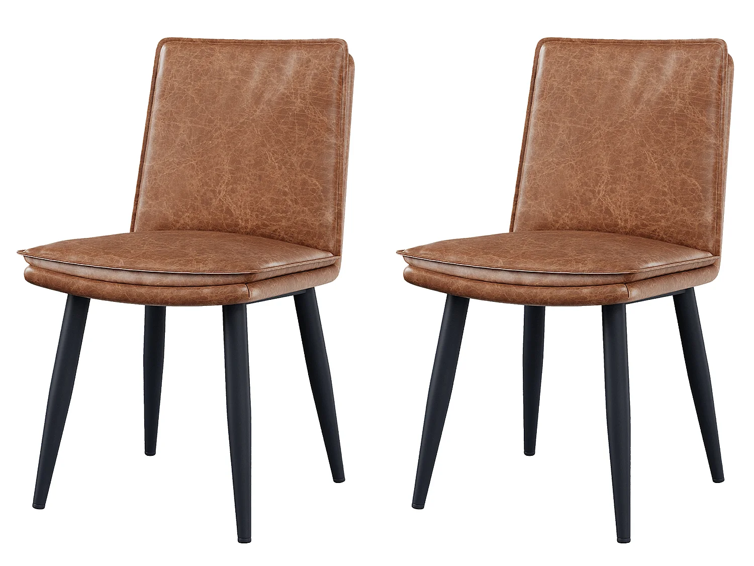 Moderne 2-delige Set Eetkamerstoelen van PU met Dubbellaags Bekleding en Metalen Poten