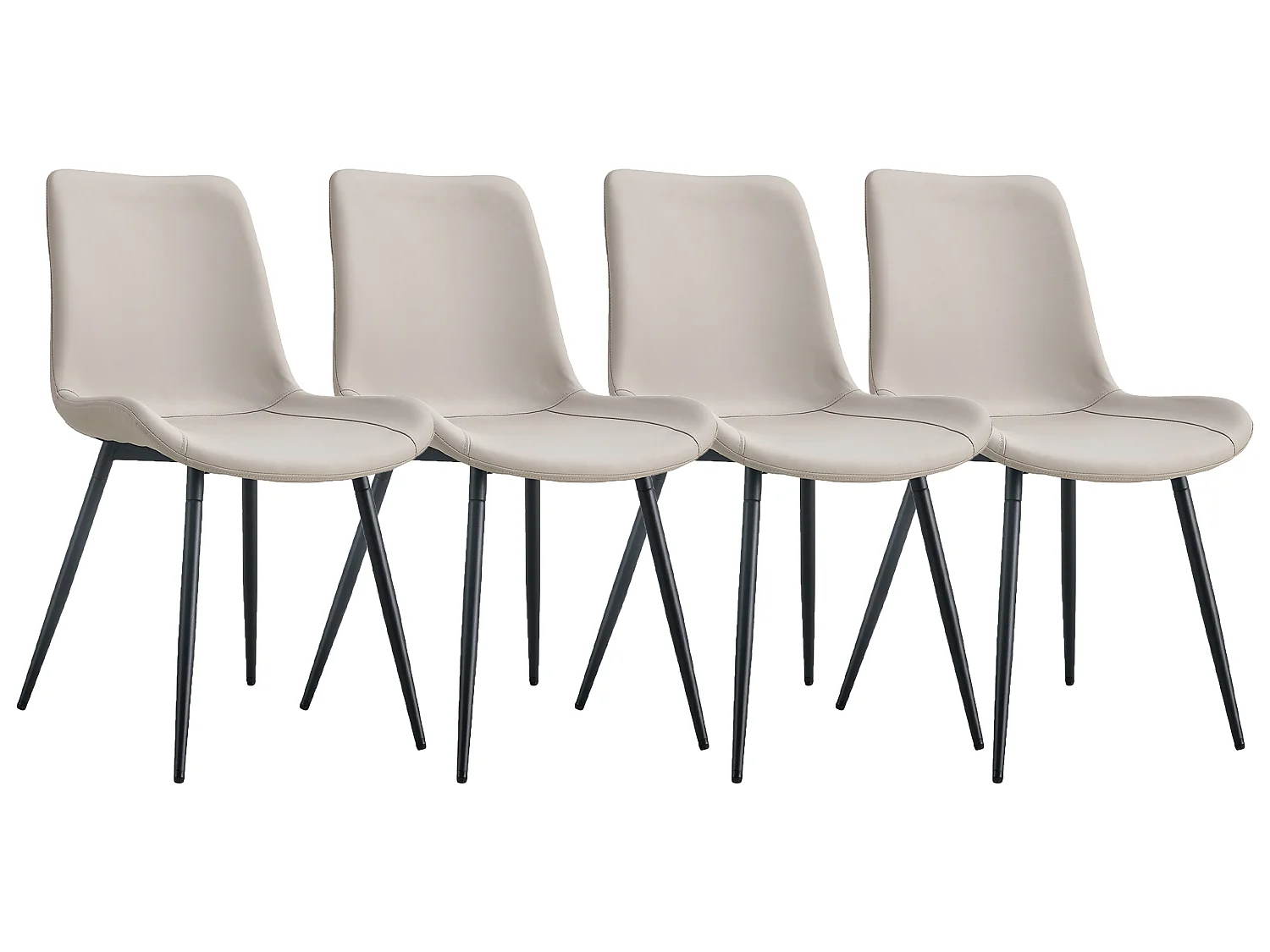 Set van 4 armloze eetkamerstoelen met breed zitvlak, metalen poten, gewatteerde rugleuning - Diverse kleuren
