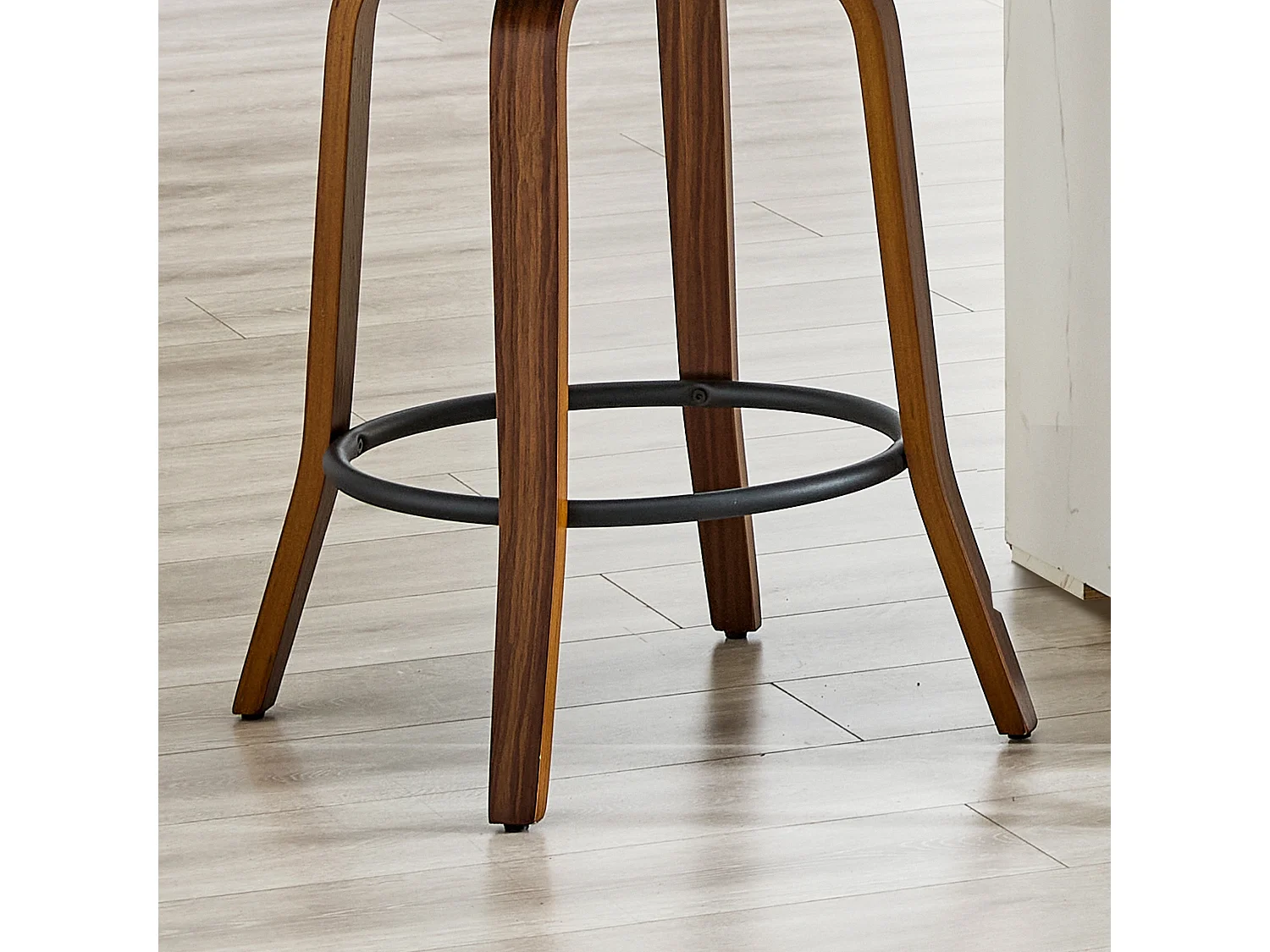 Lot de 2 Tabourets de Bar Mid Century avec Fonction Pivotante et Dossier Rembourré en Similicuir Marron ou Lin Crème